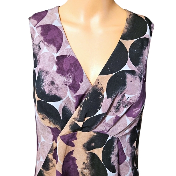Simply Vera Vera Wang Sz 4 Abstract Print Sleeveless Dress Full Zip Back Office - Picture 6 of 16